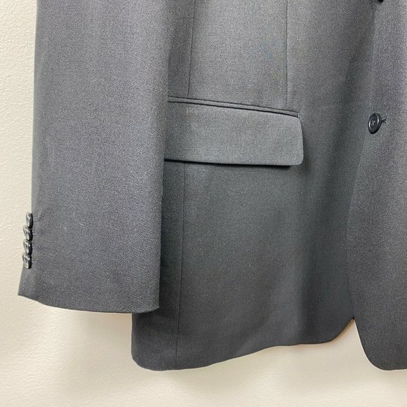 Apt 9 Blazer Jacket 44R Men 100% Wool Modern Fit Black 2-Button Career Occassion - Picture 4 of 9
